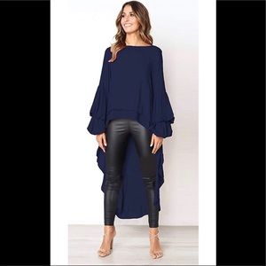 NWT Women’s navy asymmetrical blouse